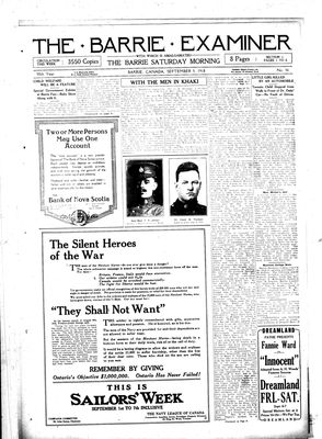 Barrie Examiner, 5 Sep 1918