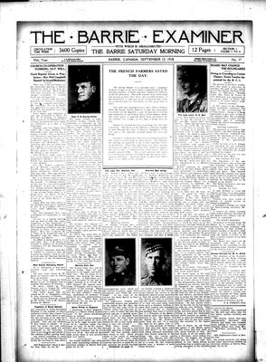 Barrie Examiner, 12 Sep 1918