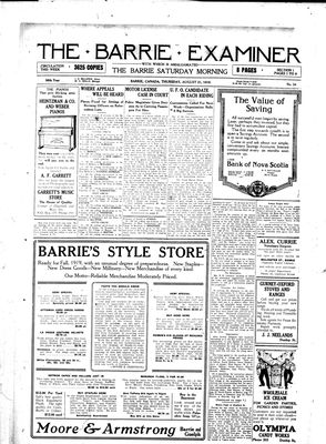 Barrie Examiner, 21 Aug 1919