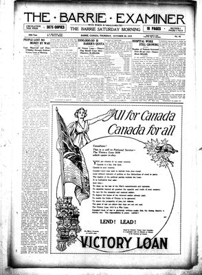 Barrie Examiner, 30 Oct 1919