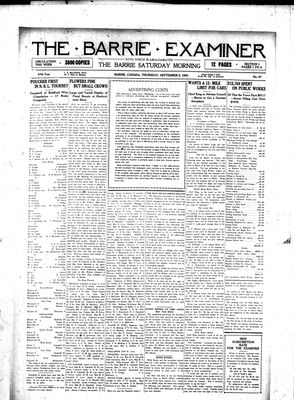 Barrie Examiner, 9 Sep 1920