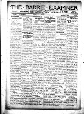 Barrie Examiner, 18 Nov 1920