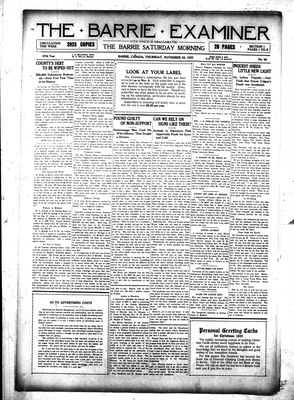 Barrie Examiner, 25 Nov 1920