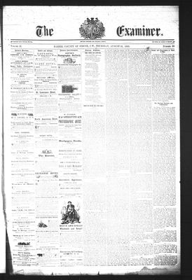 Barrie Examiner, 31 Aug 1865