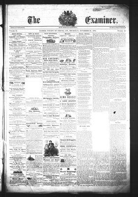 Barrie Examiner, 23 Nov 1865