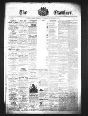 Barrie Examiner, 7 Dec 1865