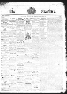 Barrie Examiner, 21 Feb 1867