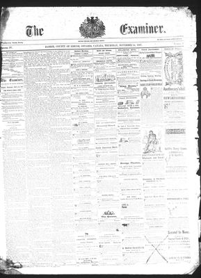 Barrie Examiner, 14 Nov 1867