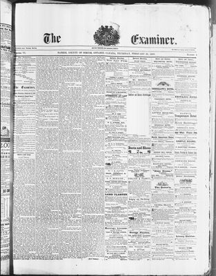 Barrie Examiner, 25 Feb 1869