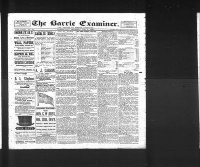 Barrie Examiner, 8 May 1890