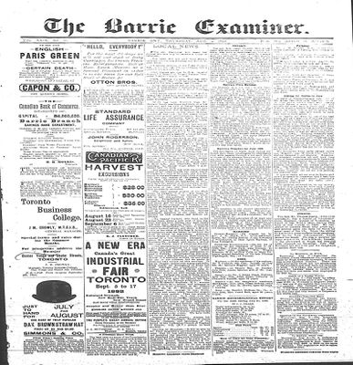 Barrie Examiner, 4 Aug 1892