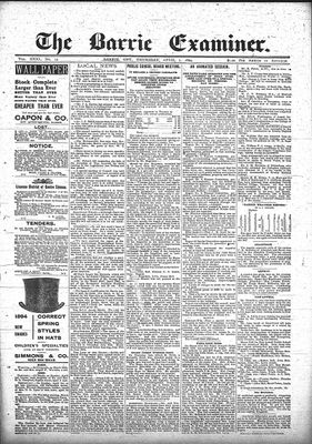 Barrie Examiner, 5 Apr 1894