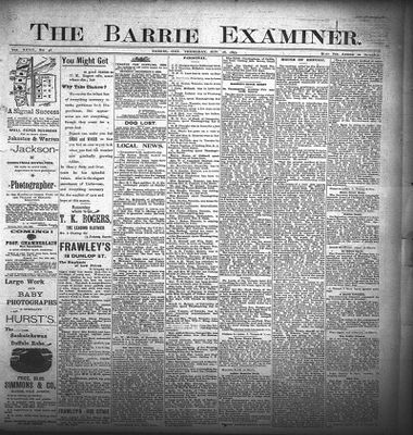 Barrie Examiner, 28 Nov 1895