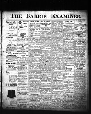 Barrie Examiner, 9 Feb 1899