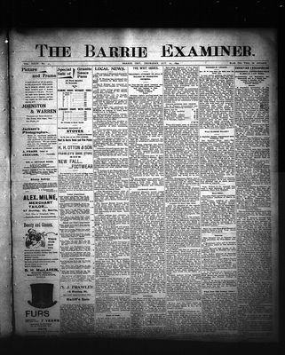 Barrie Examiner, 12 Oct 1899