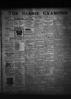 Barrie Examiner, 16 Nov 1899