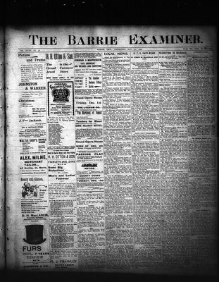 Barrie Examiner, 30 Nov 1899