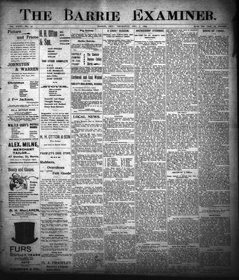 Barrie Examiner, 7 Dec 1899