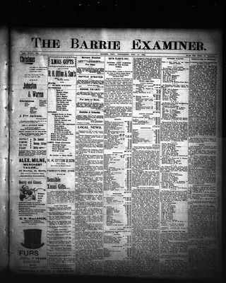 Barrie Examiner, 21 Dec 1899