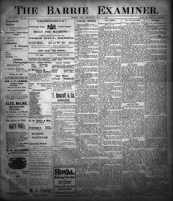 Barrie Examiner, 1 Nov 1900