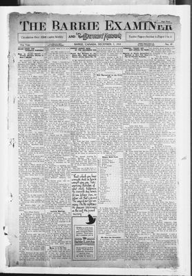 Barrie Examiner, 3 Dec 1914