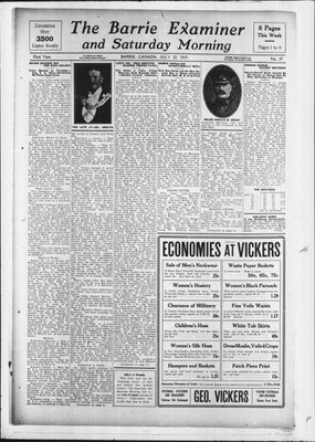 Barrie Examiner, 22 Jul 1915