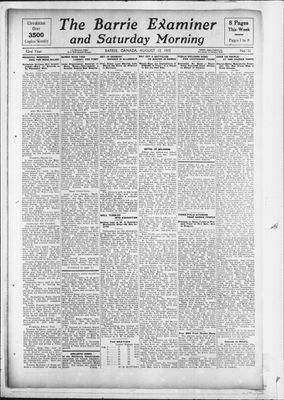 Barrie Examiner, 12 Aug 1915