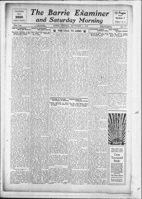 Barrie Examiner, 2 Sep 1915