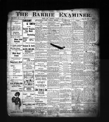 Barrie Examiner, 8 Jan 1903