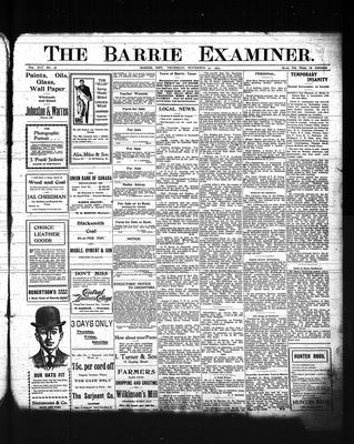 Barrie Examiner, 30 Nov 1905