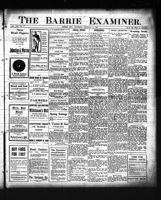 Barrie Examiner, 22 Feb 1906