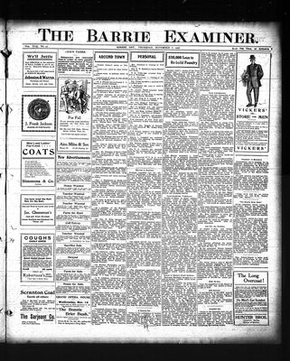 Barrie Examiner, 8 Nov 1906