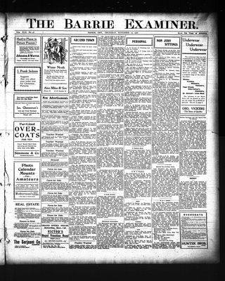 Barrie Examiner, 29 Nov 1906