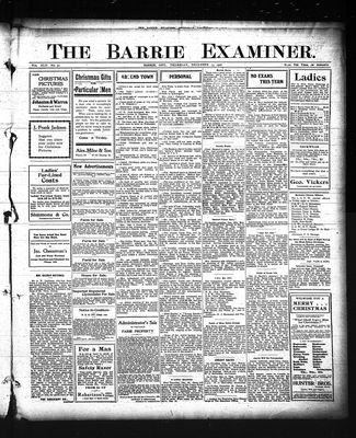 Barrie Examiner, 13 Dec 1906