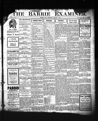 Barrie Examiner, 8 Aug 1907