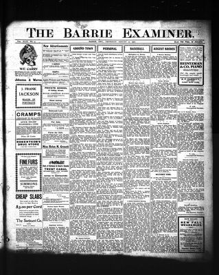 Barrie Examiner, 29 Aug 1907