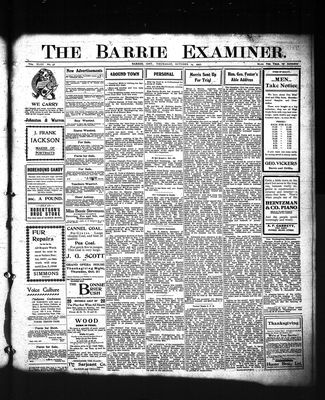 Barrie Examiner, 24 Oct 1907