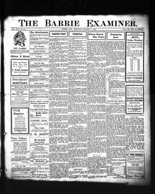 Barrie Examiner, 31 Oct 1907