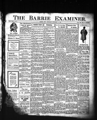 Barrie Examiner, 14 Nov 1907