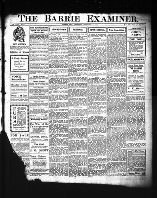 Barrie Examiner, 21 Nov 1907