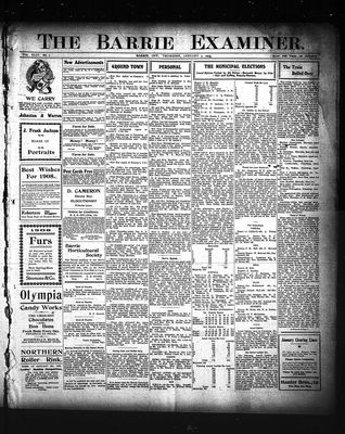 Barrie Examiner, 9 Jan 1908