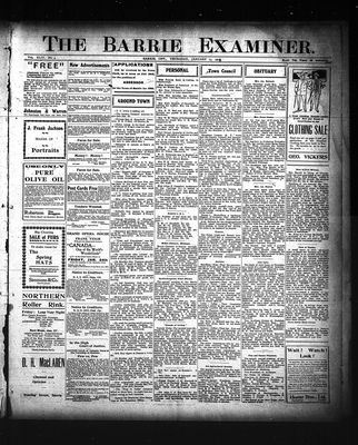 Barrie Examiner, 23 Jan 1908