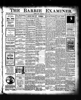 Barrie Examiner, 9 Apr 1908