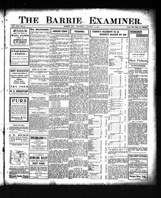 Barrie Examiner, 29 Oct 1908