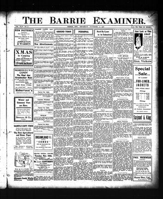 Barrie Examiner, 19 Nov 1908