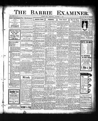 Barrie Examiner, 10 Dec 1908