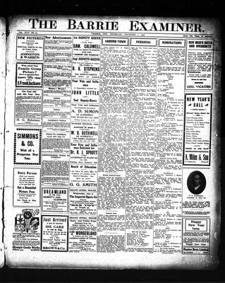 Barrie Examiner, 31 Dec 1908