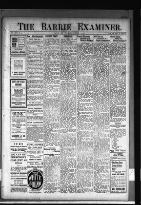 Barrie Examiner, 10 Nov 1910