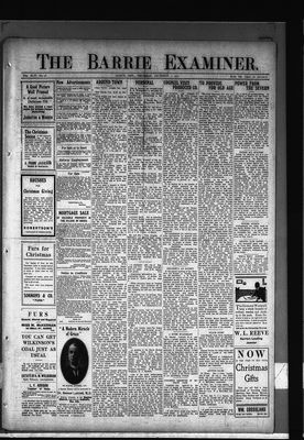 Barrie Examiner, 1 Dec 1910