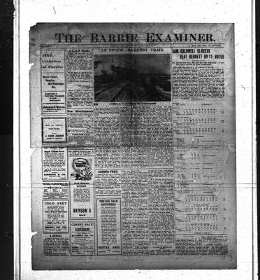 Barrie Examiner, 9 Jan 1913